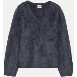 Kaschmirpullover mit V-Ausschnitt Blau M