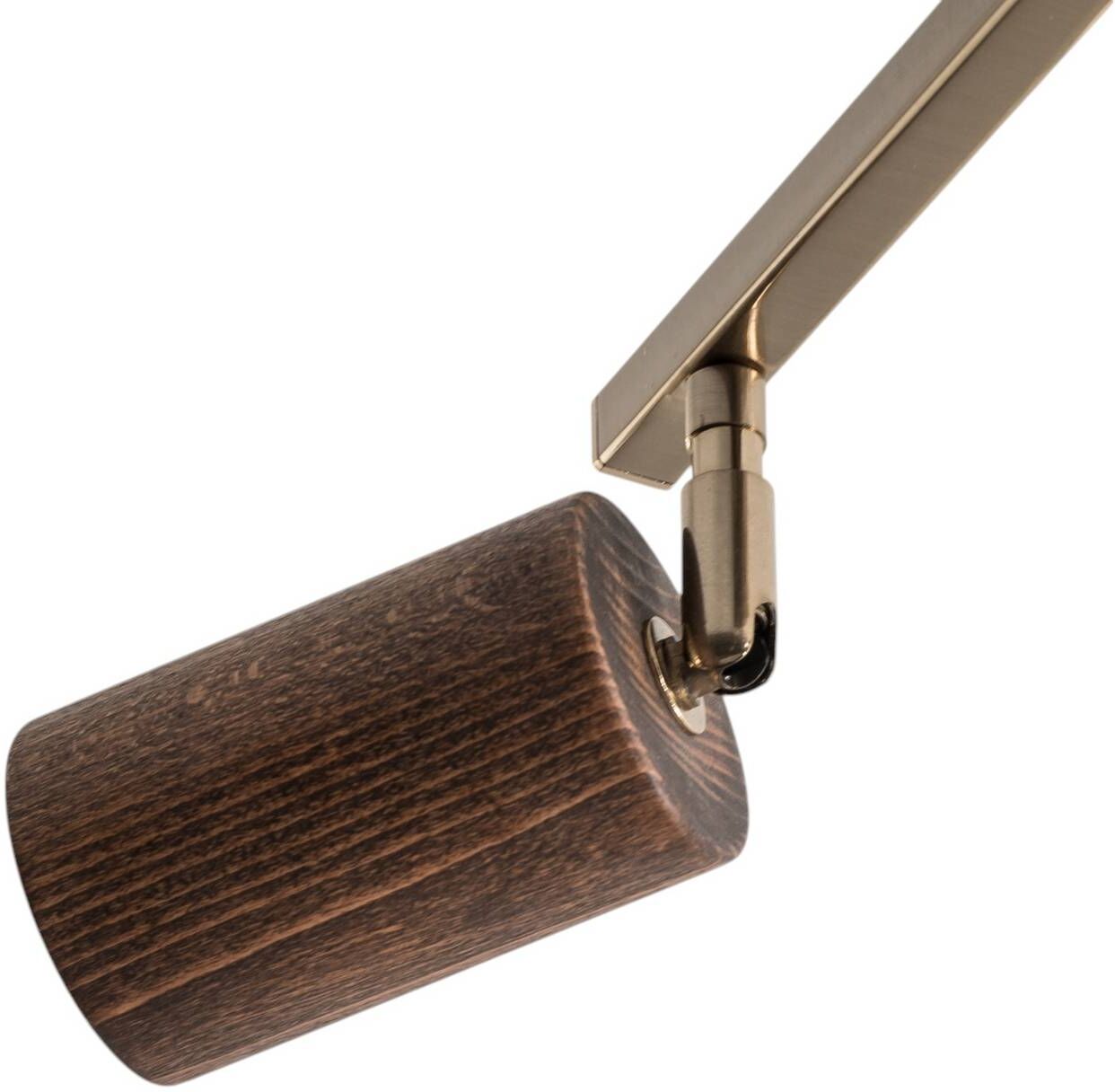 Deckenspot Legno, linear, 3-flammig, braun / messing, Holz Legno Lucea, dimmbar, messing / gold, für Wohn- / Esszimmer, Metall, Strahler