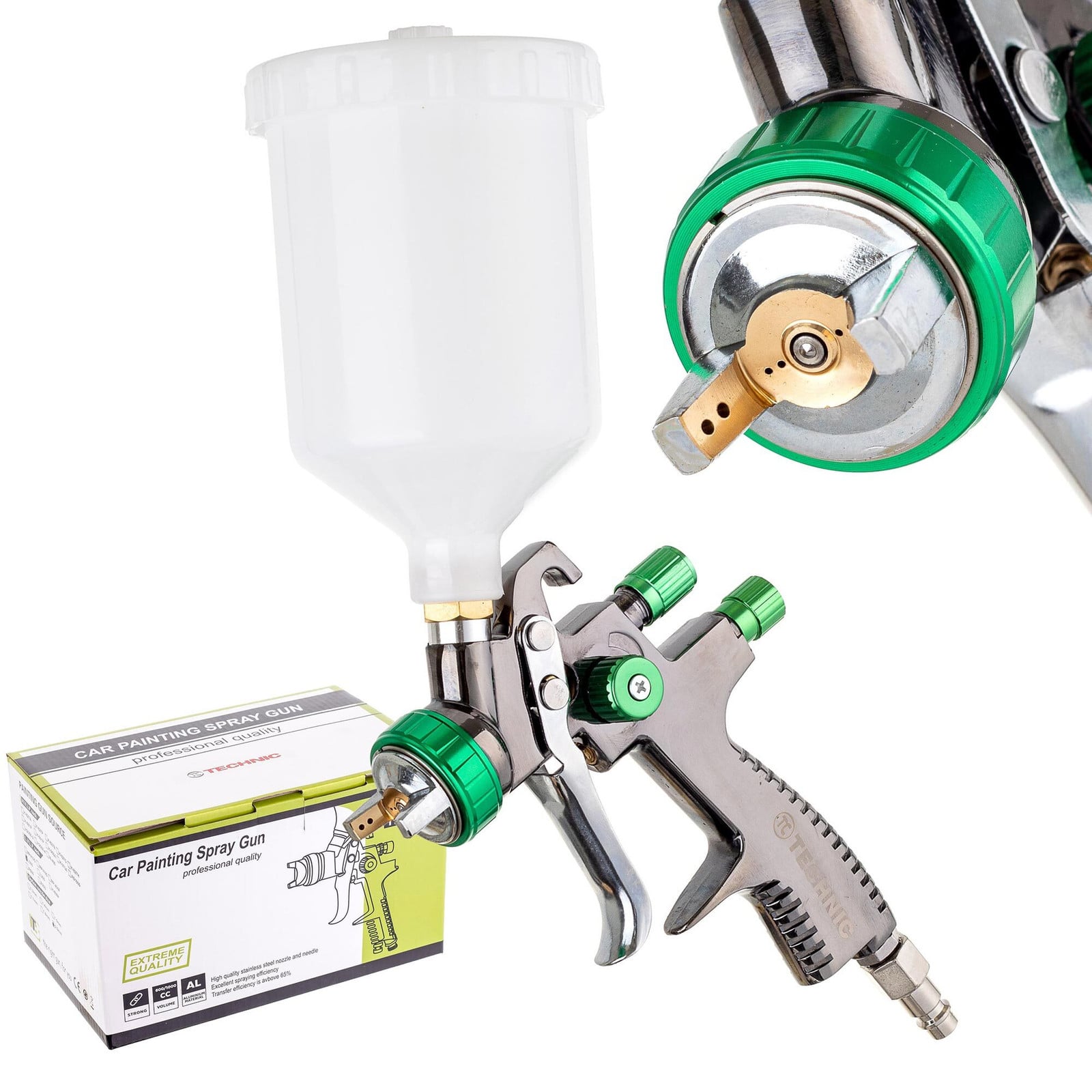 TC Technic LVLP spuitpistool met 2,0 mm spuitmond en 600 ml reservoir voor verfwerkzaamheden en lakken