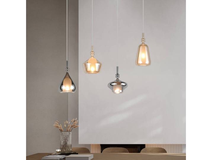 Trio Lighting Glas Hängelampe Aldea, dimmbar, creme / amber, für Wohn- / Esszimmer, Glas, Pendelleuchte