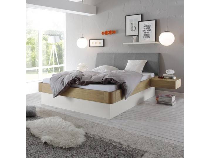 Bett Majuro Komfort Eiche Massivholz mit Bettkasten 120x200cm modern,