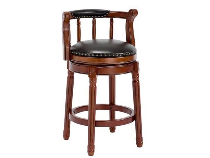 AULIFE Barhocker, gepolsterter Barstuhl mit niedriger Rückenlehne (schwarz, Sitzhöhe 65cm)