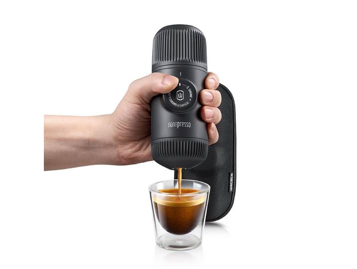 WACACO Nanopresso + étui, machine à expresso portable, livrée avec un étui de protection pour Nanopresso, version améliorée du Minipresso.