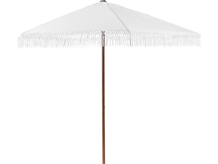 BELIANI Sonnenschirm Weiß ⌀ 258 cm Polyestergewebe Stahlstange für Balkon Terrasse Garten