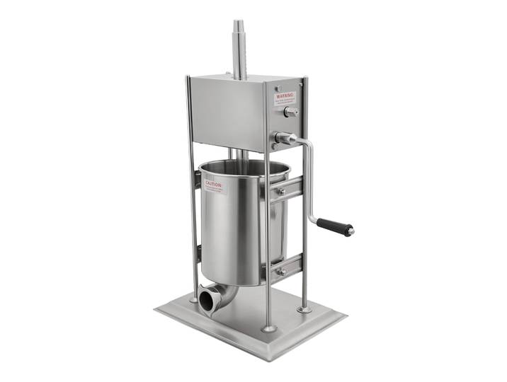 Machine à saucisses verticale en acier inoxydable de 10 L (2,6 gallons), 2-en-1 : machine à saucisses et machine à churros espagnols avec 4 moules, manivelle manuelle