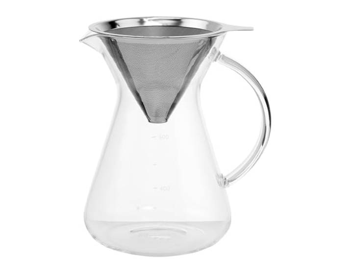 BUTLERS Tropfkaraffe 600ml Glas - SLOW COFFEE Farbe Durchsichtig - Borosilikatglas mit Edelstahl-Permanentfilter - Pour Over Kaffeebereiter - Tropfkaraffe für Filterkaffee