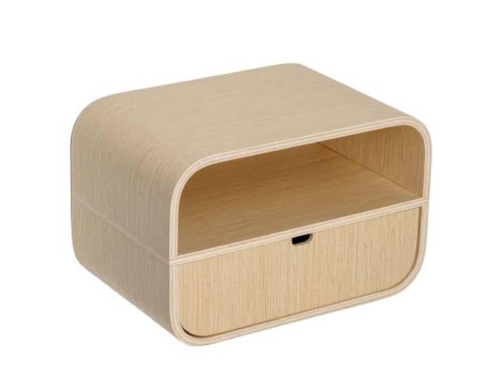 Valiai Hängender Nachttisch aus Eiche, Eiche Natur Schwebend, Massivholz, Wandmontiert, Für Schlafzimmer