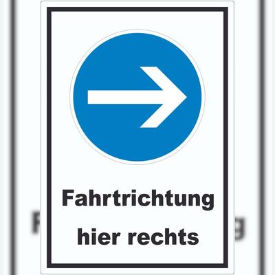 HB-Druck Aufkleber Fahrtrichtung hier rechts A4 (210x297mm)