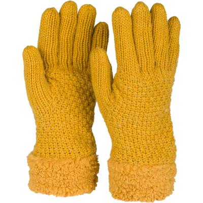 Strickhandschuhe STYLEBREAKER "Strickhandschuhe mit Perlmuster und Fleece", Damen, gelb (curry), Obermaterial: 70% Polyacryl PAN. 30% Wolle WO., Modisch, Handschuhe