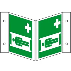 Schild I Rettungs-Nasenschild Krankentrage, Kunststoff, 200x200mm, ASR A1.3, DIN EN ISO 7010 E013