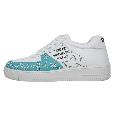 Sneaker DOGO "Dice Low-Top Sneaker Daisy Stripes Damen Sneaker, Dice Low-Top", Damen, Gr. 39, Normalschaft, grün (weiß, grün), Lederimitat, Schuhe Sneaker, Handgefertigt