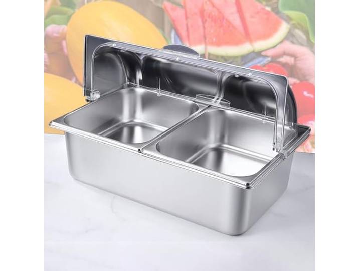 Enpvneer Thermobox, 2 Behälter, Warmbox, mit abnehmbarem Deckel, geeignet für Restaurants, Hotels, Partys, Buffets (Größe: B)