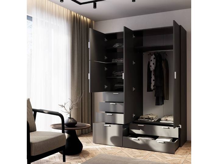 Drehtürenschrank Picova 149 x 210 x 55cm Grau/Graphit