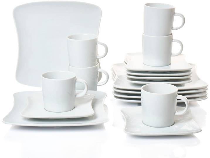 Kaffeeservice RETSCH ARZBERG Geschirr-Set, Service SANDY , weiß, 18 Stk., Porzellan, Geschirr-Sets, Kaffeeservice, Porzellan Made in Germany, 18 Teile, für 6 Personen