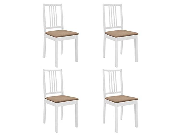 vidaXL Esszimmerstühle 4 STK., Esszimmerstuhl mit Polstern Rückenlehne, Essstuhl Küchenstuhl Holzrahmen, Stuhl Holzstuhl Esszimmer Küche, Modern, Weiß Massivholz