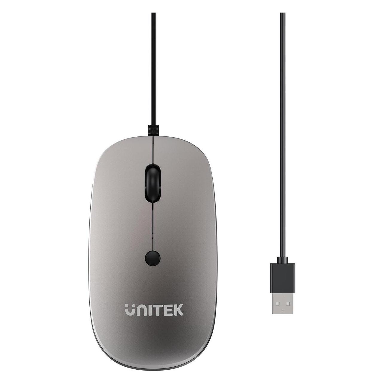 Unitek Mysz Przewodowa mysz optyczna biurowa SlimTrack 1600 DPI (Kabelgebunden) (T060BGY01)