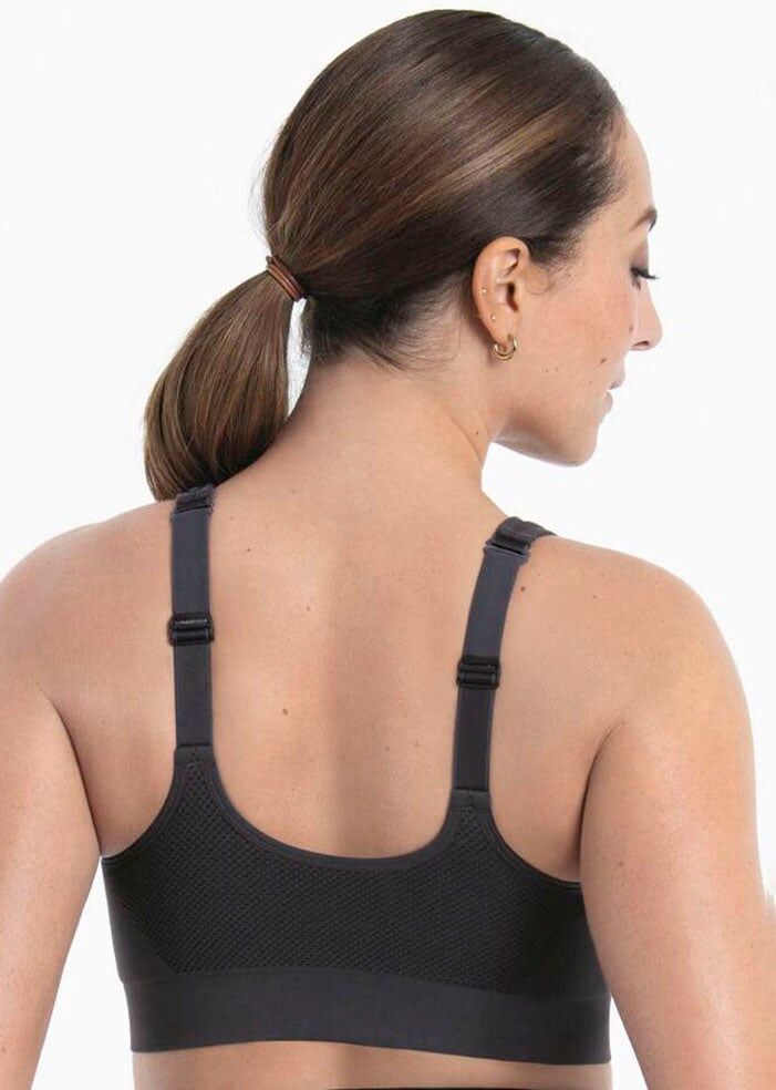 Sport-BH ANITA ACTIVE, Damen, Gr. XXL, N-Gr, schwarz (carbon grau), Obermaterial: 88% Polyamid, 12% Elasthan, unifarben, BHs Sport-BH, herausnehmbare Schaumschalen carbon grau XXL, N-Gr