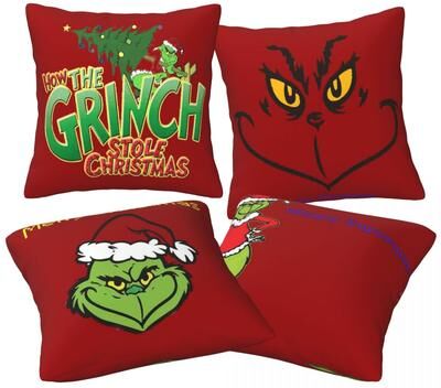 Lush Living Finds Red Merry Christmas Pillowcase, Sofa Home Decor Cushion For Festive Vibes fuchsia