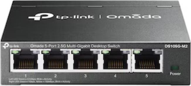 Switch negestionat DS105G-M2 Omada, TP-Link, 5 porturi, 2.5G Multi-Gigabit, Negru