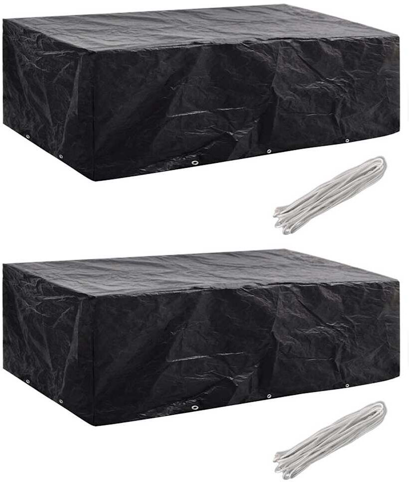 vidaXL Conjunto capas p/ mobiliário jardim 2 pcs 10 ilhós 300x140 cm Negro
