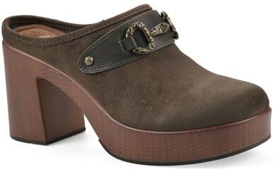 Women's Barleys Platform Heel Clog by White Mountain in Army Multi (Size 8 1/2 M)