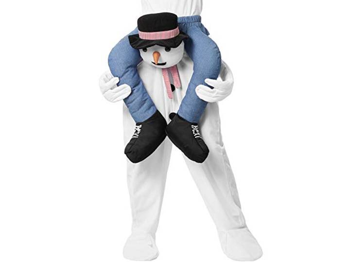 dressforfun 303617 Unisex Huckepack kostuum sneeuwman, kerstbekleding, eenheidsmaat, wit meerkleurig