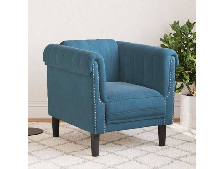 Promo 2026 Fauteuil 80x77x74 cm - Chaise de canapé bleu velours 4150