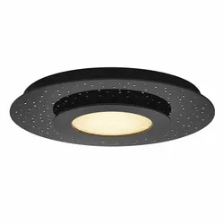 LED Deckenlampe Deckenleuchte Fernbedienung Glas Dimmbar Schwarz Stahl D 50 cm