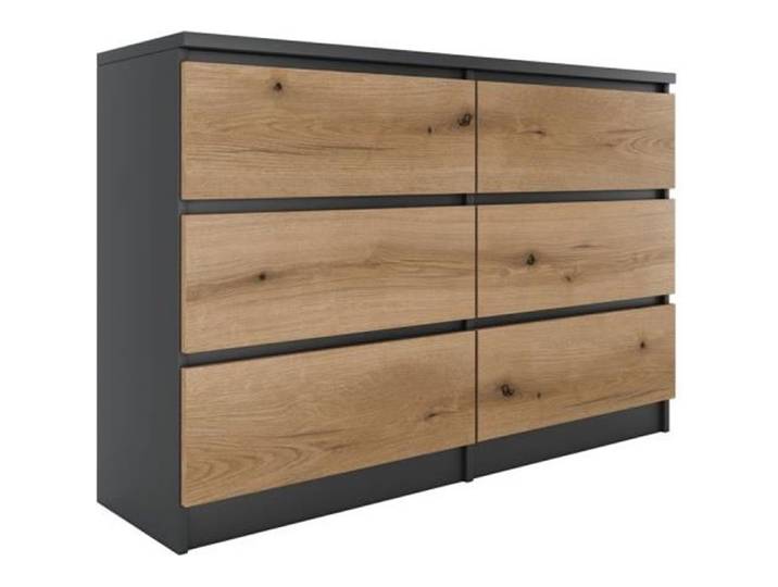 MILAN - Commode de chambre large 6 tiroirs - 30x120x77cm - Style scandinave - Meuble de rangement