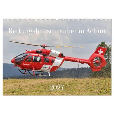 Rettungshubschrauber in Action (Wandkalender 2027 DIN A2 quer), CALVENDO Monatskalender