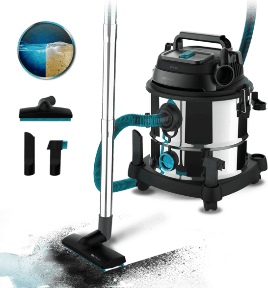 Aspirador sin bolsa - Cecotec Conga Rockstar Wet & Dry Max Steel, 1400 W, Depósito metálico de 20 L, Función soplado y drenaje, Multicolor