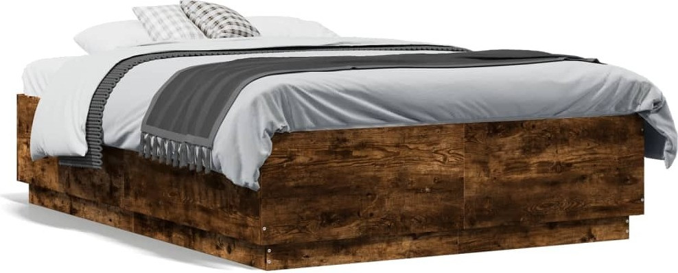 Maison Exclusive Bedframe Rám, eikenhout met gerookte afwerking, 135 x 190 cm