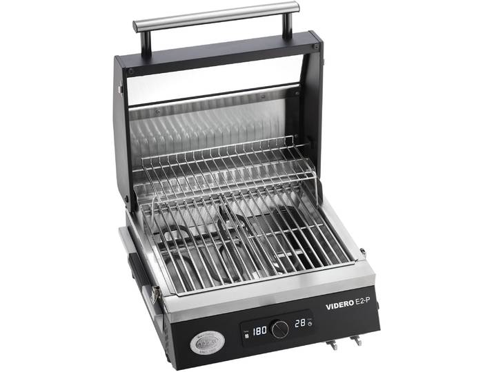 Elektrogrill RÖSLE BBQ-Portable Videro E2-P , schwarz, B:47,5cm H:35cm T:49,5cm, Kontaktgrill_Standgrill_Tischgrill_Teppanyakigrill, Elektrogrill, tragbar, Variable Temperatursteuerung, Betrachtungsfenster