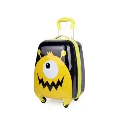 For Kids - MONSTER, Kinderkoffer, Trolley, Koffer für Kinder, Reisekoffer, Schwarz/Gelb