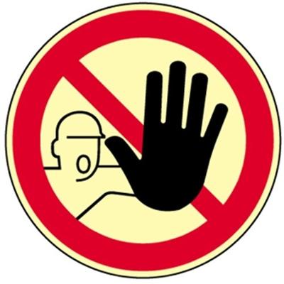 Aufkleber Zutritt für Unbefugte verboten DIN 4844-2, Folie, nachleucht., 160-mcd, Ø 200 mm