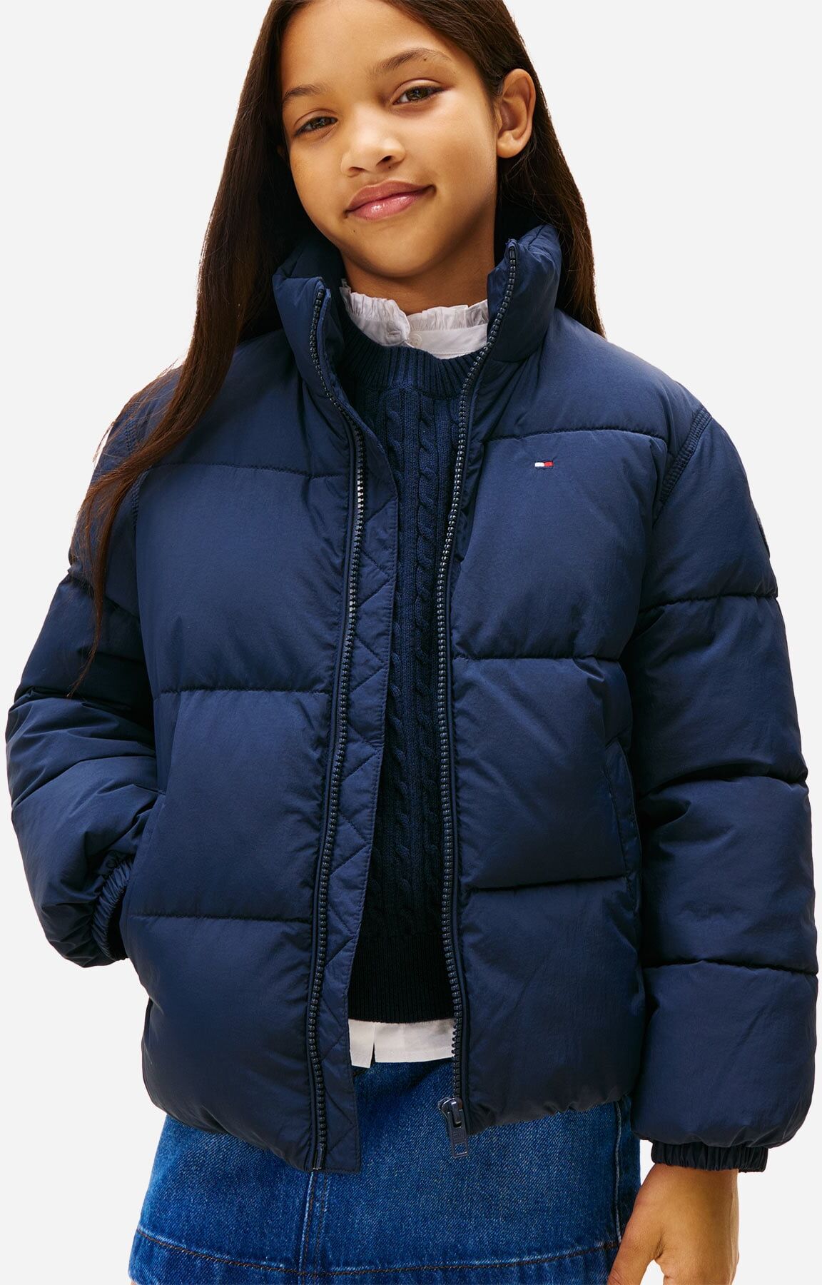 Tommy Hilfiger Flag Puffer Jr - Giubbotto - Blu Navy 10ANNI