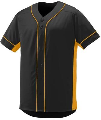 Augusta Sportswear 1660 Athletic Slugger Jersey T-Shirt in Black/Gold size Small   Polyester