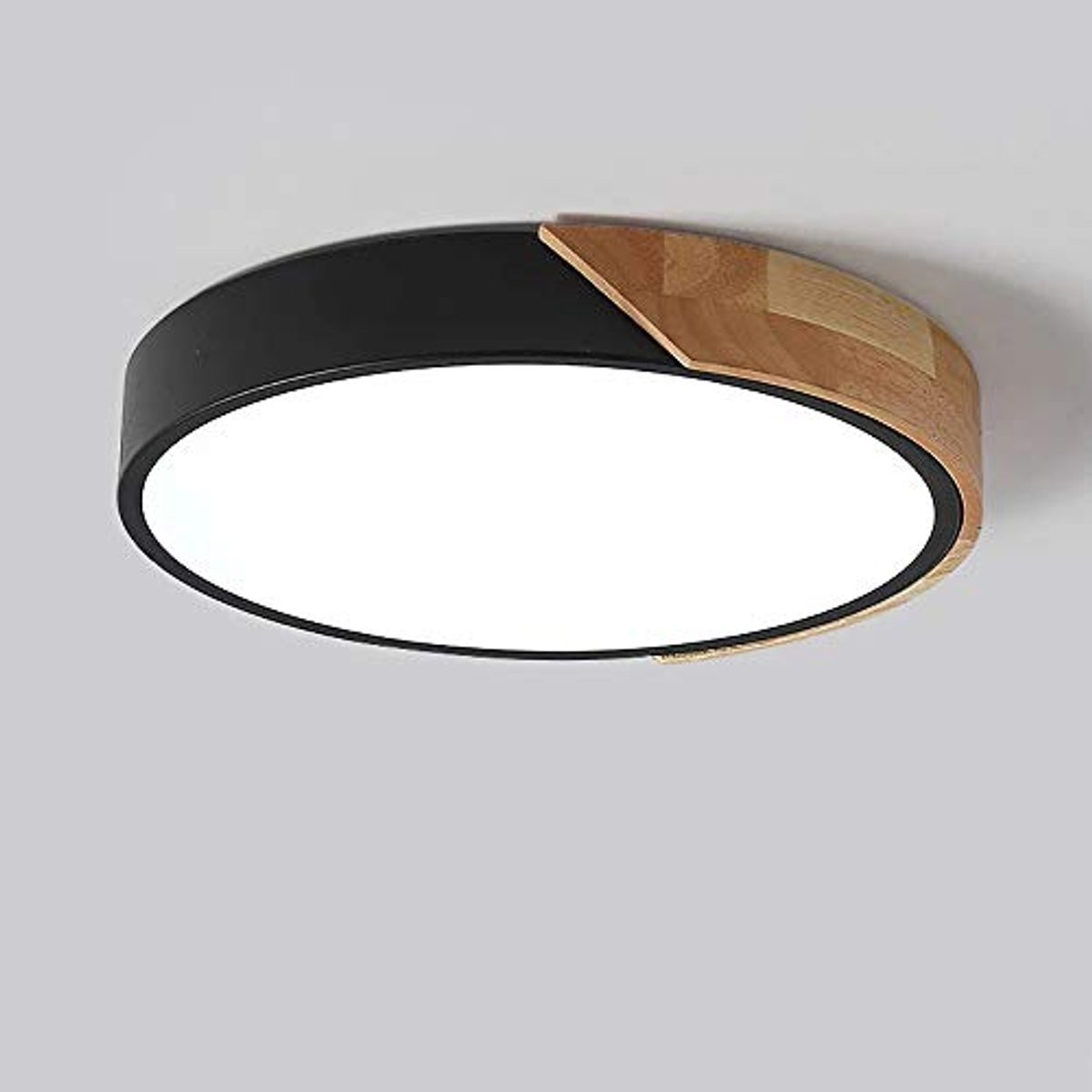 Haobosic Macaron LED Plafondlamp - Zwart - 24W - 4500K Neutraal Licht - Modern en Rond