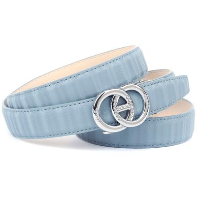 Ledergürtel ANTHONI CROWN, Damen, Gr. 80, blau (hellblau), Leder, Gürtel Ledergürtel, Stufenloser samtig fühlender Ledergürtel