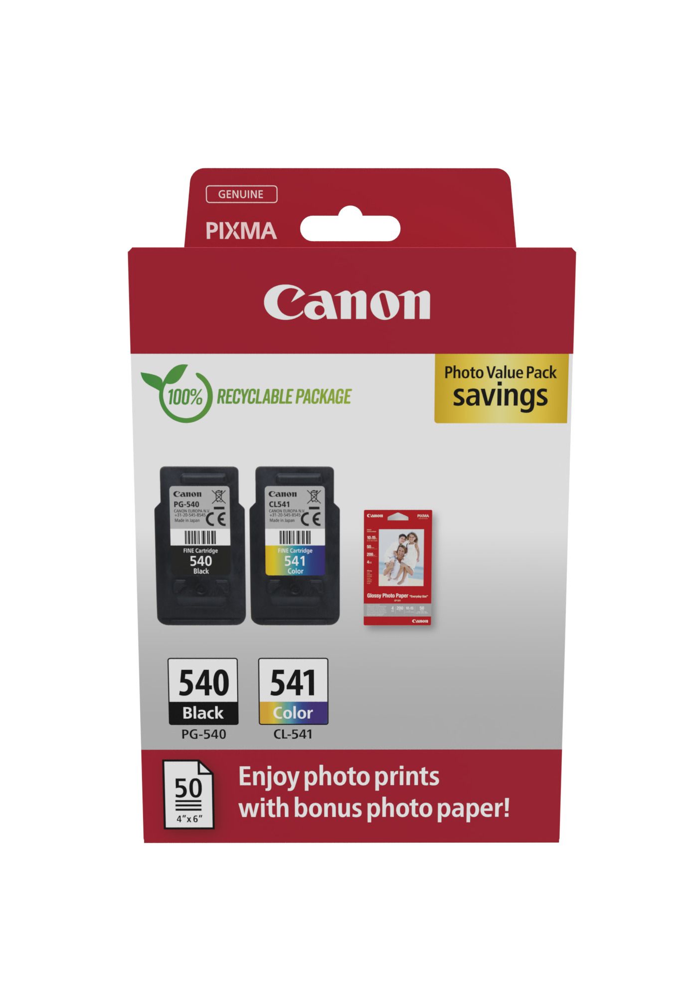 Canon PG-540/CL-541 Photo Value Pack originale Druckerpatronen Schwarz, Cyan, Magenta, Gelb 5225B013