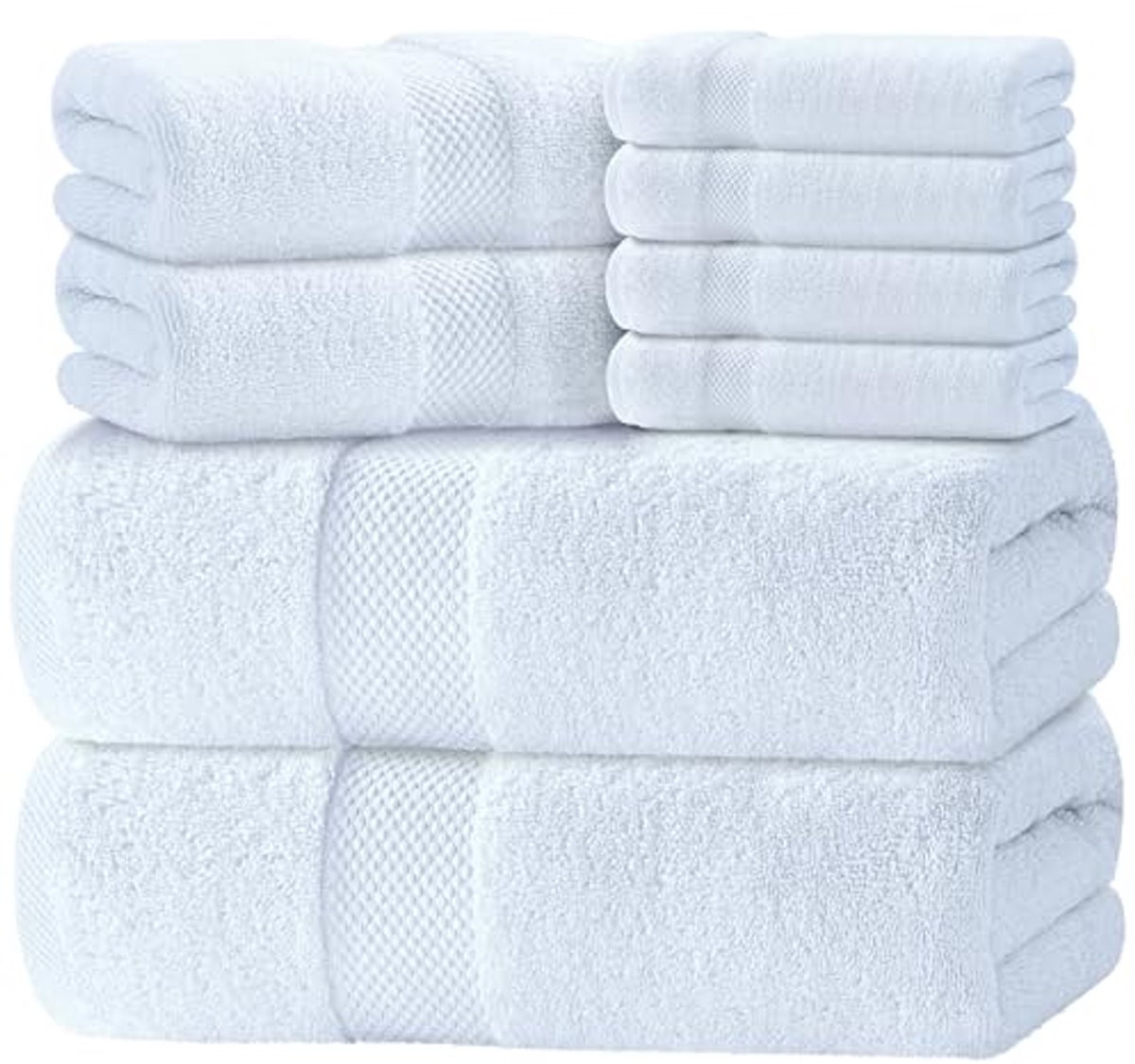 Luxe Badhanddoeken Set van 8 - 100% Turks Katoen, Zeer Absorberende Handdoeken voor Badkamer