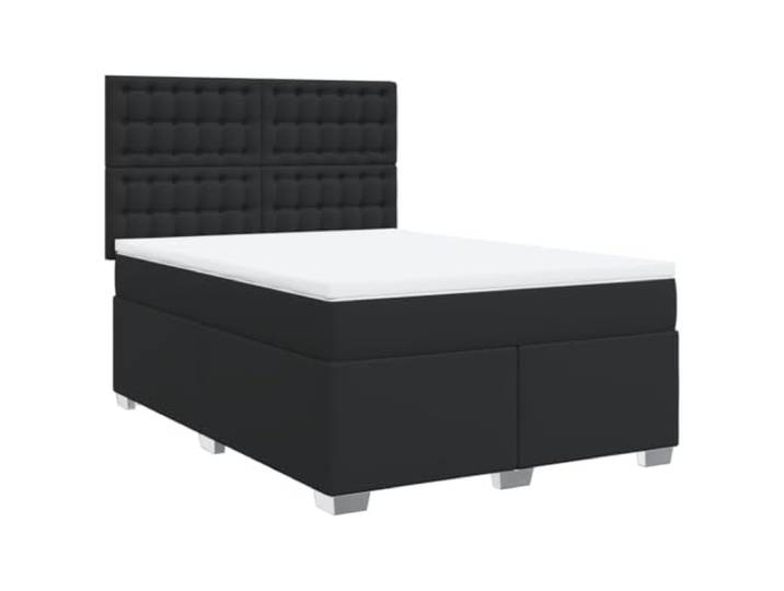 vidaXL Boxspringbett mit Matratze Schwarz 160x200 cm Kunstleder