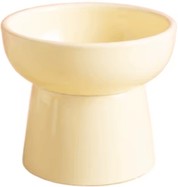 Inspire Picks ElevaBowl Ceramic Raised Pet Feeding Bowl With Neck Support yellow