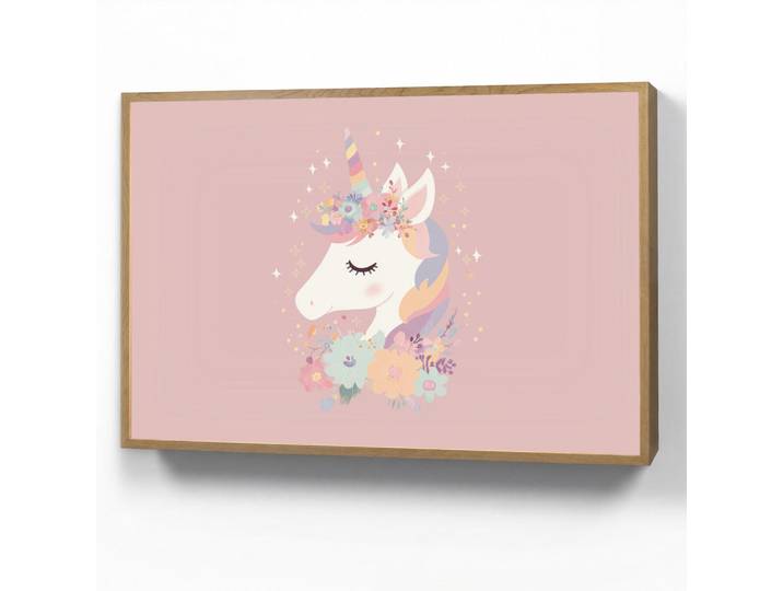 OnlyWow Nachttischlampe MIT Akku Einhorn - Rosa - Blumen 100x70 cm, Rechteckig, LED integrated, 100x70x8 cm, Lampen & Leuchten, Innenbeleuchtung, Nachtlichter