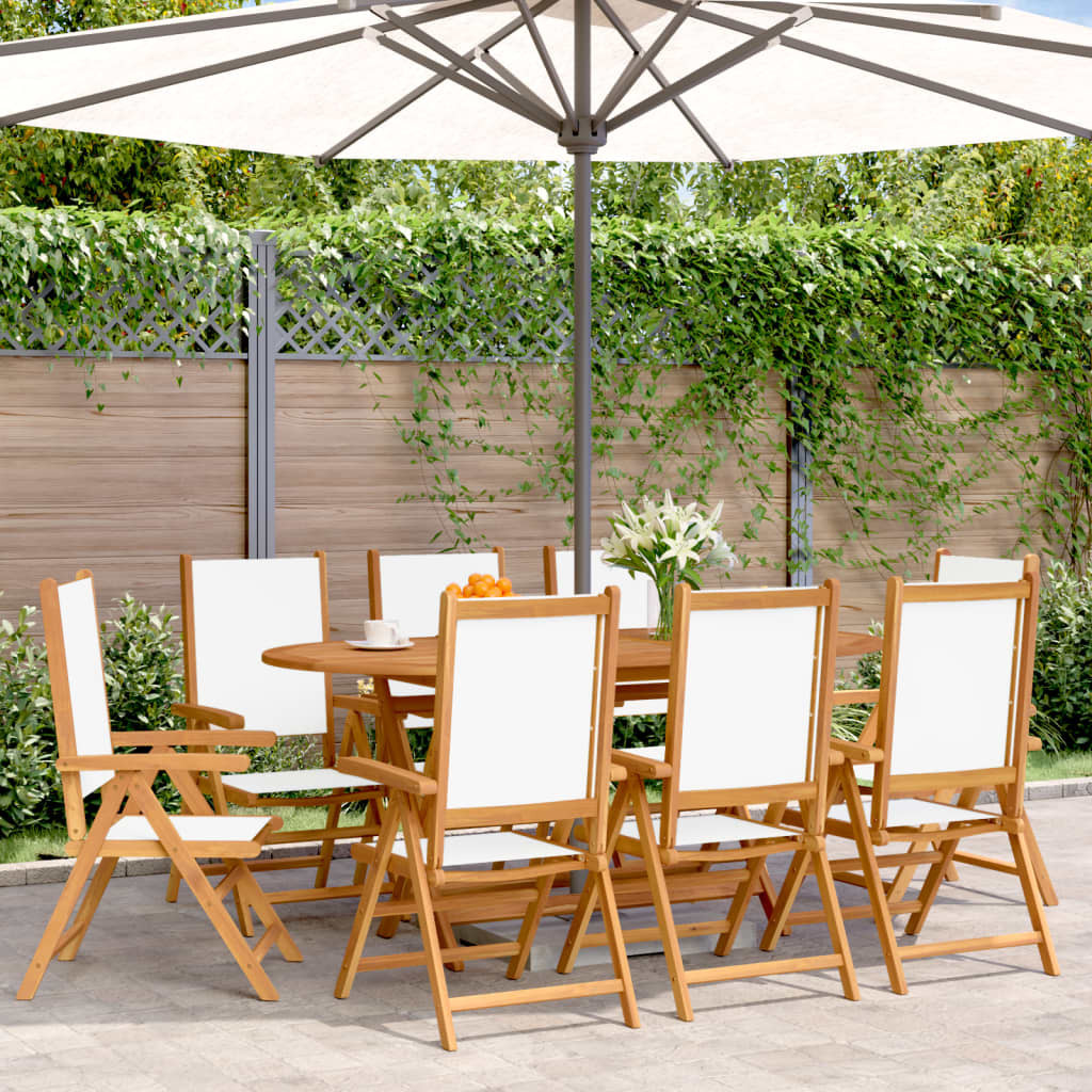 Maison Exclusive - Klappstuhl Verstellbar 8 Stk. Cremeweiß Stoff und Massivholz