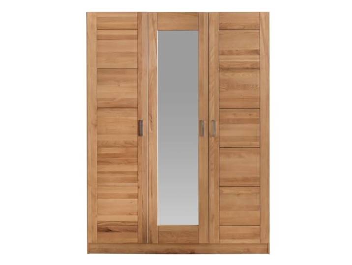 Möbel-Store24 Kleiderschrank Spiegeltür Holz Kernbuche teilmassiv Natur geölt 3-türig Pia