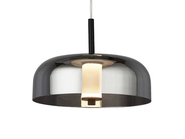 Suspension LED Frisbee 30 x 21 x 30cm Noir Acier thermopoudré Verre dépoli LED Module LED