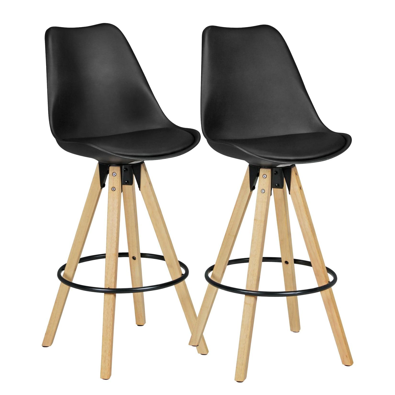 KADIMA DESIGN Komfort Barhocker Set: Ergonomische Sitzschale, Holzbeine, verschiedene Farben