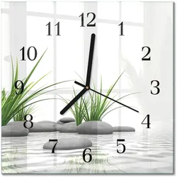 WANDUHR aus Glas 30x30 cm - Steine