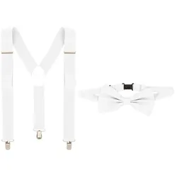 Set Hosenträger & Fliege, weiß